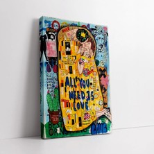 Mushen Studio Banksy The Kiss Gustav Klimt Kanvas Tablo Duvar Dekoru Salon Ofis Yatak Odası