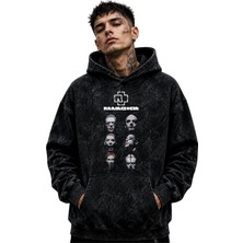 Sevbano Rammstein Rock Metal Müzik Grubu Baskılı Unisex Oversize Yıkamalı Premium Hoodie Sweatshirt