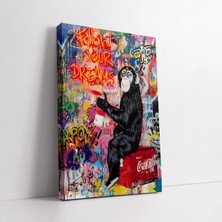 Mushen Studio Banksy Hayallerinizi Takip Edin Maymun Kanvas Tablo Duvar Dekoru Salon Ofis Yatak Odası