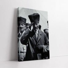 Mushen Studio Atatürk Selamı Siyah Beyaz Kanvas Tablo Duvar Dekoru Salon Ofis Yatak Odası