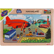 ONY-233-234-235-236 Ahşap Eğitici Puzzle Havaalanı -Onyıl Oyuncak