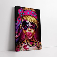 Mushen Studio Renkli Bandanalı Pop-Art Kadın Kanvas Tablo Duvar Dekoru Salon Ofis Yatak Odası
