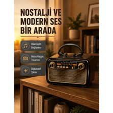 Epilons LED Li Nostaljik Bluetooth Hoparlör - Vintage Tasarım, Ahşap Doku