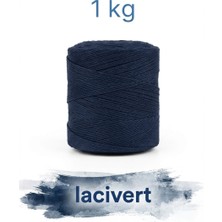 Bevella Macrame Cord 1 kg Pamuklu El Örgü Ipi Runner Ipi- Koton Ip- Punch Ipi- Motif Ipi Lacivert Rengi 1000 gr