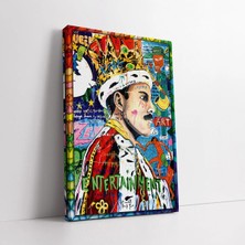 Mushen Studio Banksy Graffiti Freddie Mercury Kanvas Tablo Duvar Dekoru Salon Ofis Yatak Odası