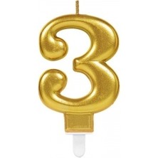 3 Rakamı Mum Gold Renk