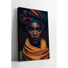 Mushen Studio Sanatsal Portre Tasarımı Afrikalı Kadın  Modern Tarz Estetik Ev Ofis Duvar Dekoru Kanvas Tablo Duvar