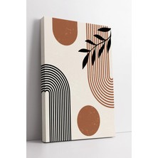 Mushen Studio Geometrik Desenli Boho Minimal  Modern Duvar Dekoru Siyah Kahve Tonlarında Kanvas Tablo Duvar Dekoru