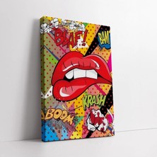 Mushen Studio Pop Art Kırmızı Dudak Kanvas Tablo Duvar Dekoru Salon Ofis Yatak Odası