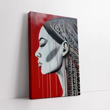 Mushen Studio Retna Desenli Kırmızı Tonlarda Soyut Kadın Portresi Sanatsal , Ev Ofis Için Duvar Dekoru Kanvas Tabl