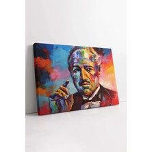 Mushen Studio The Godfather Baba Film Don Vito Corleone Marlon Brando Mafya Renkli Yağlı Boya Efektli Kanvas Tablo