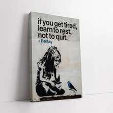 Mushen Studio Banksy Grafiti Çocuk ve Kuş Motivasyon Sözleri Sanatsal  Ev Ofis Için Motivasyonel Dekor Kanvas Tabl