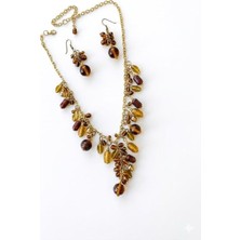 Royaleks Taşlı Set Kolye - Kahverengi