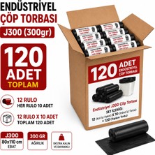 Liva Ambalaj Endüstriyel Jumbo Boy Çöp Torbası 80X110 cm (12 Rulo - 120 Adet) Sızdırmaz Kalın Çöp Poşeti 300GR