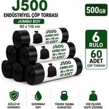Liva Ambalaj 80X110 cm 500 Gr Jumbo Boy Endüstriyel Boy Çöp Torbası  - Sızdırmaz Yıldız Dip Kaynaklı (6 Rulo / 60 Adet)