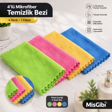 Mis Gibi 4’lü Mikrofiber Temizlik Bezi Seti – 4 Renk, Yüksek Emicilik, Iz Bırakmaz Çok Amaçlı Temizlik Bezi