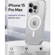 Yağızgil iPhone 15 Pro Max Kılıf Magsafe Uyumlu Şeffaf Tam Koruma Kılıfı Kamera Korumalı Darbe Korumalı