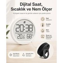 Glftech Dijital Masa ve Duvar Saati Sıcaklık Nem Ölçer Alarm Mıknatıslı Standlı LCD Ekran