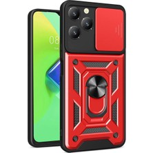 The Gencoo Infinix Hot 40 Pro Kılıf Pars Lens Yüzüklü Silikon - Kırmızı
