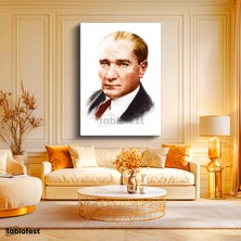 Tablofest Dikey Kanvas Tablo Atatürk Mavi Gözlü Yüz Atatürk Tablosu Ev Ofis Duvar Dekoru