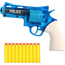 Mega Oyuncak 2'si 1 Arada Dart Atan Revolver Mavi Su Tabancası 22 cm