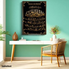 Tablofest Dikey Kanvas Tablo Nas Suresi Tam Metin Hat Yazısı Dini Islami Tablo Ev Ofis Duvar Dekoru