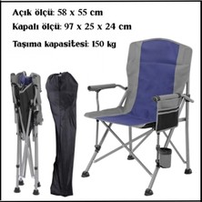Argeus Uyguna-Yakala  Mavi/gri  -140KG Taşıma Kapasitesi Katlanabilir Kamp Sandalyesi -19A-BG