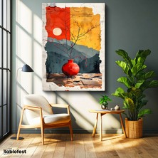Tablofest Dikey Kanvas Tablo Modern Vazo ve Dal Modern Sanat Tablosu Ev Ofis Duvar Dekoru