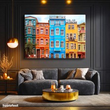 Tablofest Yatay Kanvas Tablo Istanbul Balat Evleri Şehir Mimari Tablo Ev Ofis Duvar Dekoru