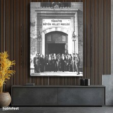 Tablofest Dikey Kanvas Tablo Tbmm Binası Önü Heyet Atatürk Tablosu Ev Ofis Duvar Dekoru