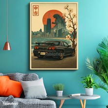 Tablofest Dikey Kanvas Tablo Nissan Skyline R34 Godzilla Temalı Nissan Skyline Tablosu Ev Ofis Duvar Dekoru
