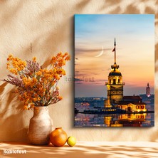 Tablofest Dikey Kanvas Tablo Üsküdar Kız Kulesi Boğaz Manzarası Şehir Mimari Tablo Ev Ofis Duvar Dekoru