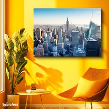 Tablofest Yatay Kanvas Tablo New York Empire State ve Binalar Şehir Mimari Tablo Ev Ofis Duvar Dekoru