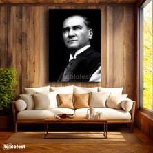 Tablofest Dikey Kanvas Tablo Atatürk Keskin Bakışlar Atatürk Tablosu Ev Ofis Duvar Dekoru