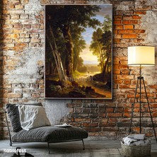 Tablofest Dikey Kanvas Tablo Asher Durand Orman Içi Patika Yürüyen Figür Ressam Tablosu Ev Ofis Dekoru