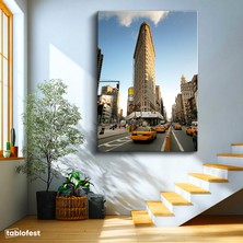 Tablofest Dikey Kanvas Tablo New York Flatiron Binası Şehir Mimari Tablo Ev Ofis Duvar Dekoru