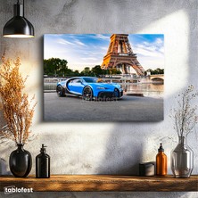 Tablofest Yatay Kanvas Tablo Bugatti Chiron Pur Sport Eyfel Kulesi Bugatti Tablosu Ev Ofis Duvar Dekoru