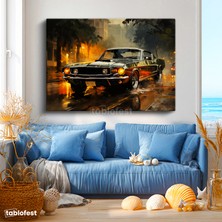 Tablofest Yatay Kanvas Tablo Klasik Mustang Şehir Sokağı Mustang Tablosu Ev Ofis Duvar Dekoru