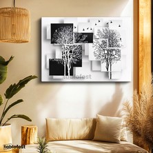 Tablofest Yatay Kanvas Tablo Kuş ve Ağaç Silüetleri Modern Sanat Tablosu Ev Ofis Duvar Dekoru