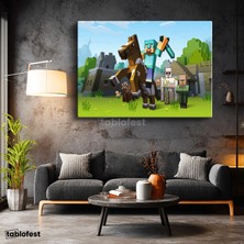 Tablofest Yatay Kanvas Tablo Atlı Macera Minecraft Tablosu Ev Ofis Salon Duvar Dekoru