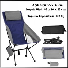 Argeus Uyguna-Yakala Mavi/gri Katlanabilir Kamp Sandalyesi - Bardaklıklı -22D-BG