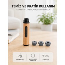 Zenviaa Ahşap Görünümlü Mini Küllük Taşınabilir Kompakt Tasarım 3 Farklı Uç Seçeneği Z