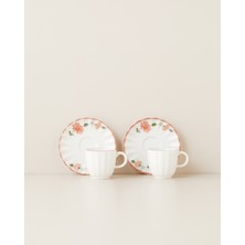 English Home Rosel Porselen 4 Parça 2 Kişilik Kahve Fincan Takımı 95 ml Somon