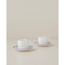 English Home Fretty Porselen 4 Parça 2 Kişilik Kahve Fincan Takımı 95 ml Mavi