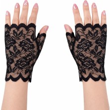 Shopwave Siyah Dantel Parmaksız Kısa Eldiven (5047)