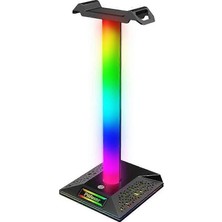 Rgb Işıklı Kulaklık Standı, USB Hub Destekli, Dokunmatik Kontrol, Çift USB Port, Kaymaz Taban, Oyun