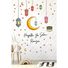 Ramazan Temalı Duvar Sticker Seti, Hoşgeldin Ya Şehri Ramazan Yazılı, Hilal Kabe Fener Desenli, Çocu