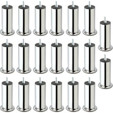 Uravas Store BADEM10 Baza Koltuk Kanepe Mobilya Yatak Çekyat Ayağı Ince Diş M8 Metrik 8 mm Krom Metal Ayakları 15 cm 20 Adet