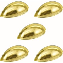 Uravas Store Çanak Kulp 5 Adet 64 mm Gold Altın Metal Mobilya Çekmece Dolap Kapak Kulpu Modern Mutfak Kulpları