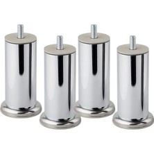 Uravas Store Krom Gümüş 10 cm Metal 4 Adet Mobilya Ayağı Modern Koltuk Kanepe Ayak Tv Ünite M8 Civatalı Ayakları